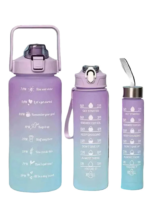 3-Piece Motivational Water Bottle Set – Gradient Fitness Water Bottles (Leakproof)