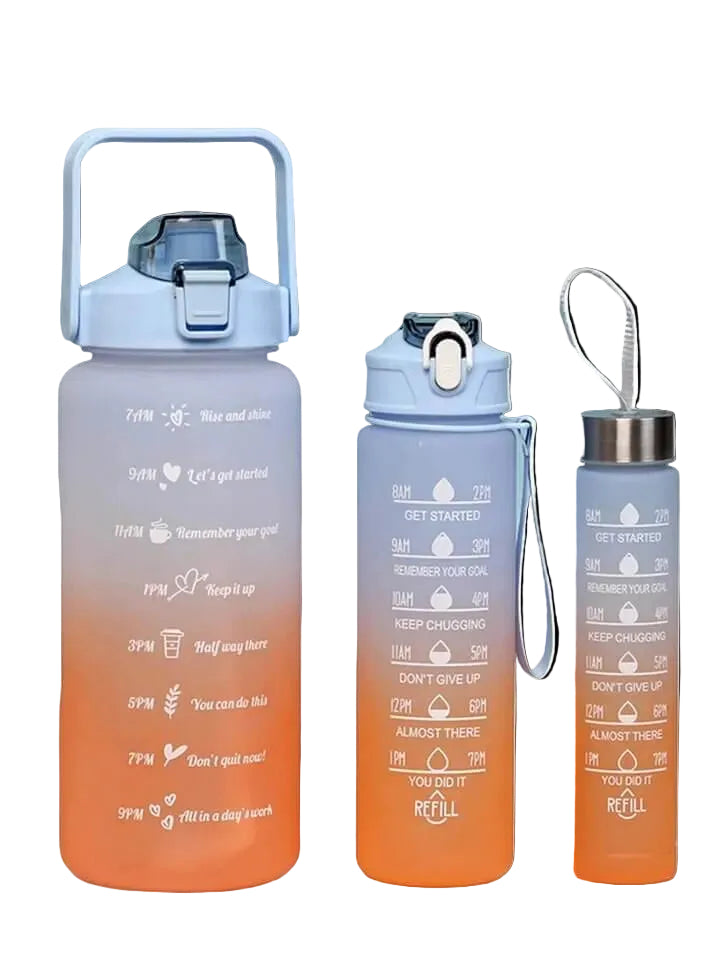3-Piece Motivational Water Bottle Set – Gradient Fitness Water Bottles (Leakproof)