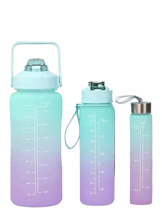 3-Piece Motivational Water Bottle Set – Gradient Fitness Water Bottles (Leakproof)
